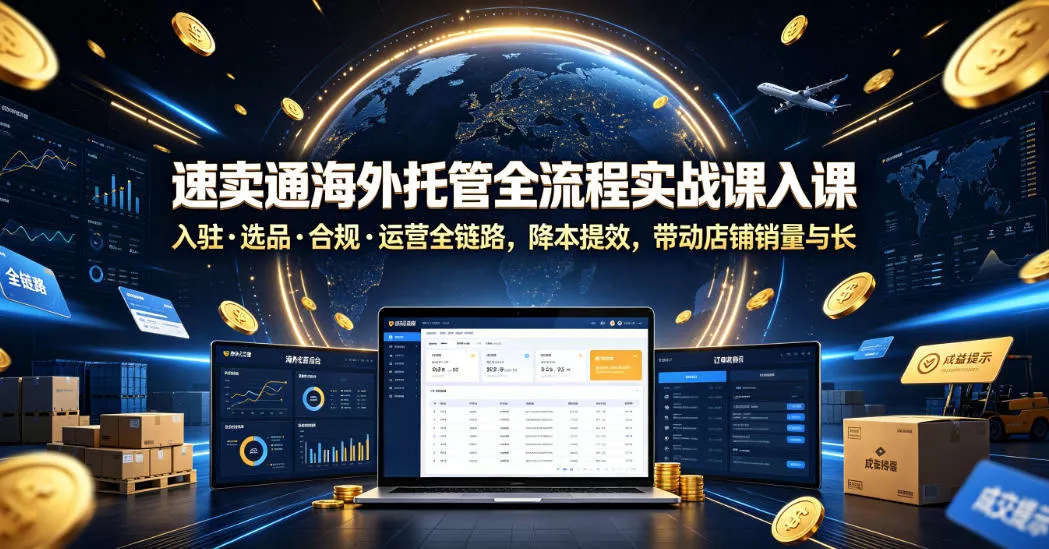 速卖通海外托管全流程实战课入驻・选品・合规・运营全链路，降本提效，带动店铺销量与收益增长 - 渡客网创