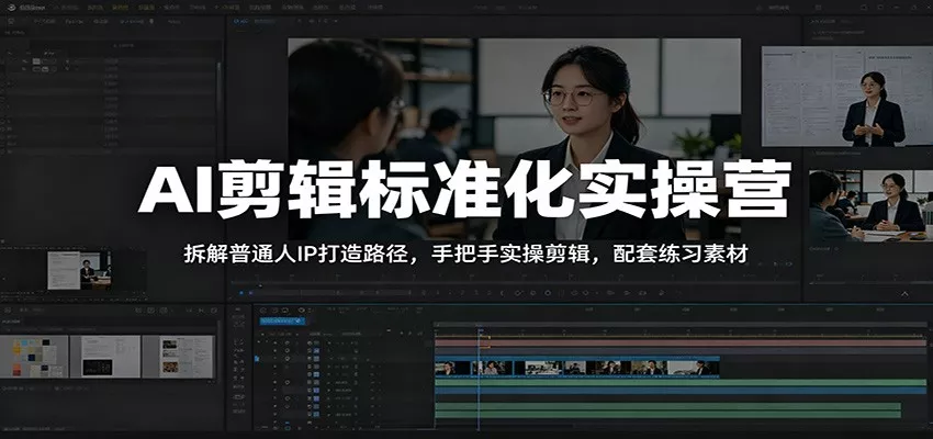 AI剪辑标准化实操营：拆解普通人IP打造路径，手把手实操剪辑，配套练习素材 - 渡客网创