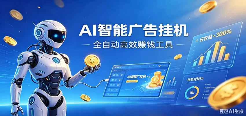 AI智能广告挂机，小白轻松上手，在家自动赚收益 - 渡客网创