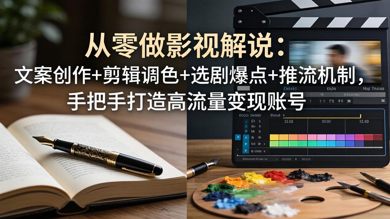 从零做影视解说：文案创作+剪辑调色+选剧爆点+推流机制，手把手打造高流量变现账号 - 渡客网创