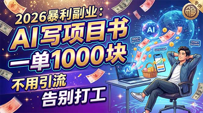 2026暴利副业：AI 写项目书，一单 1000 块，不用引流，告别打工 - 渡客网创