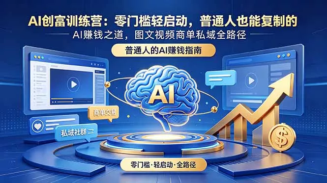 AI创富训练营：零门槛轻启动，普通人也能复制的AI赚钱之道，图文视频商单私域全路径 - 渡客网创
