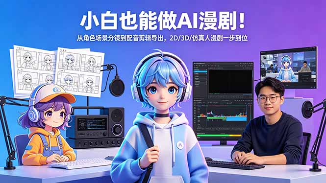 小白也能做AI漫剧！从角色场景分镜到配音剪辑导出，2D/3D/仿真人漫剧一步到位 - 渡客网创