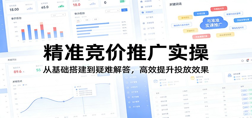 精准竞价推广实操：从基础搭建到疑难解答，高效提升投放效果 - 渡客网创
