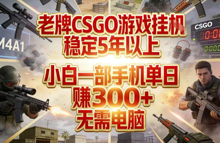 老牌CSGO游戏挂G，稳定5年以上，小白一部手机单日賺3张+，无需电脑【揭秘】 - 渡客网创