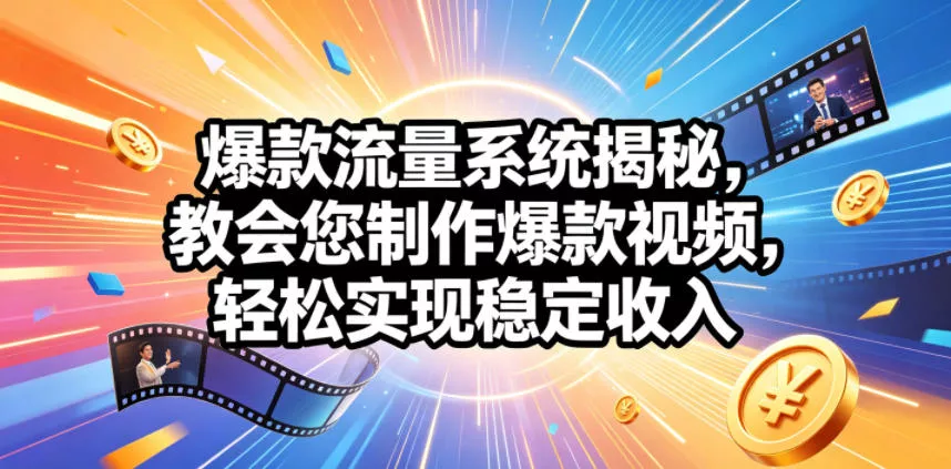 爆款流量系统揭秘，教会您制作爆款视频，轻松实现稳定收入【原创双语字幕】 - 渡客网创