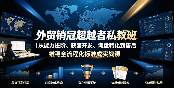 外贸销冠超越者私教班｜从能力进阶、获客开发、询盘转化到售后维稳全流程标准化成交实战课 - 渡客网创