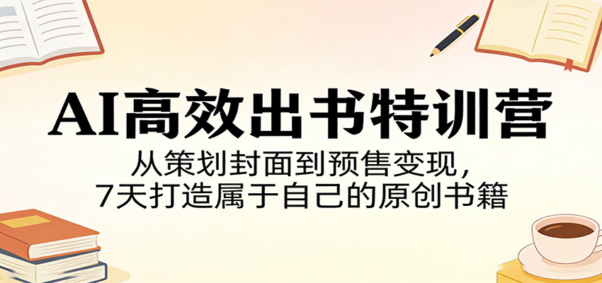 AI高效出书特训营：从策划封面到预售变现，7天打造属于自己的原创书籍 - 渡客网创