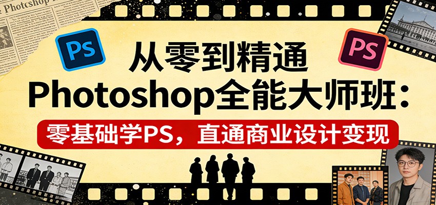 从零到精通Photoshop全能大师班：零基础学PS，直通商业设计变现 - 渡客网创
