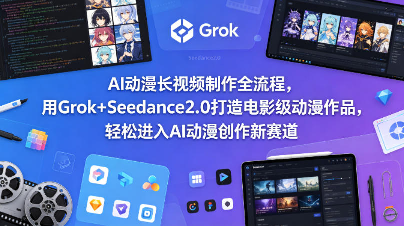 AI动漫长视频制作全流程，用Grok+Seedance2.0打造电影级动漫作品，轻松进入AI动漫创作新赛道 - 渡客网创