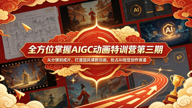 全方位掌握AIGC动画特训营第三期，从分镜到成片，打造国风爆款动画，抢占AI视觉创作赛道红利 - 渡客网创