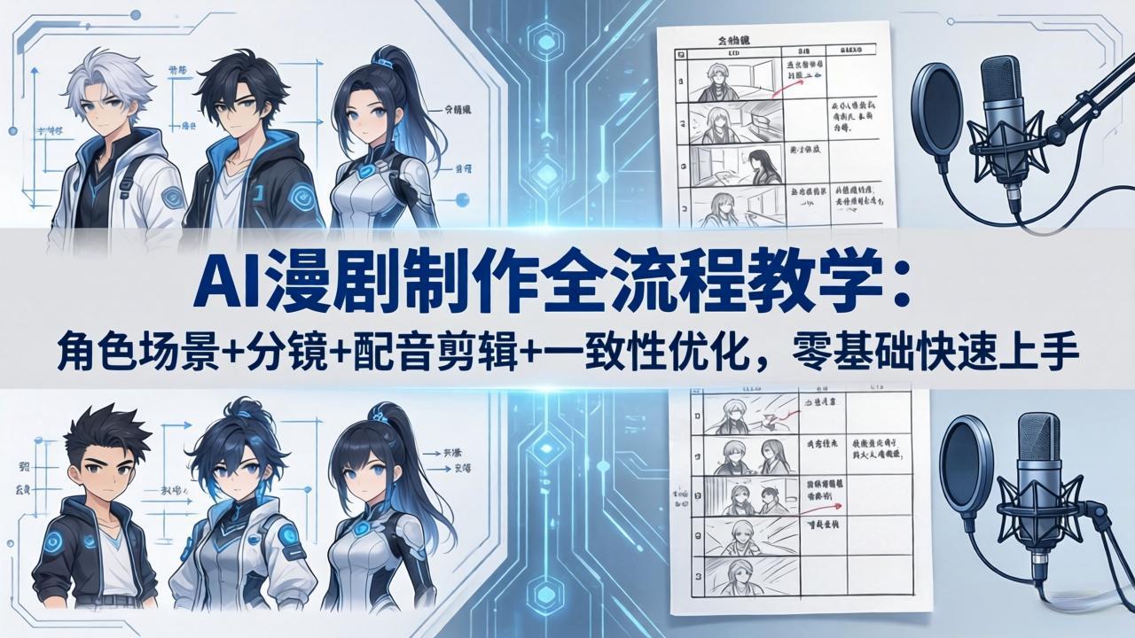 AI漫剧制作全流程教学:角色场景+分镜+配音剪辑+一致性优化,零基础快速上手 AI漫剧制作全流程教学:角色场景+分镜+配音剪辑+一致性优化,零基础快速上手