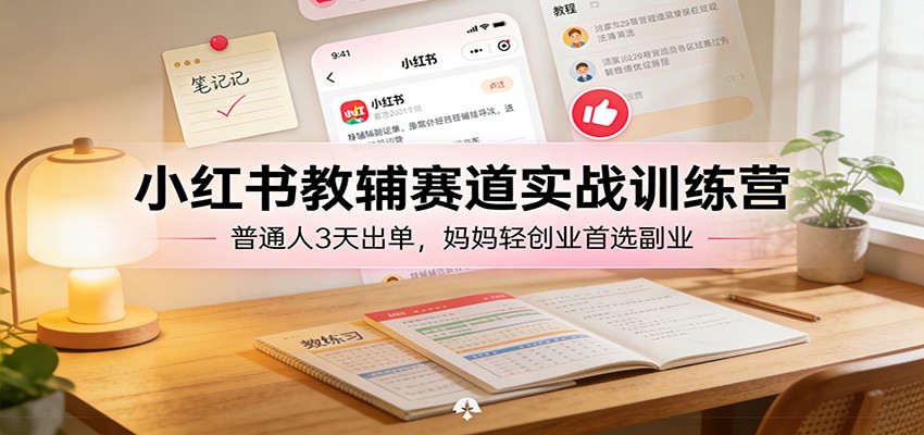 小红书教辅赛道实战训练营：普通人3天出单，妈妈轻创业首选副业 - 渡客网创