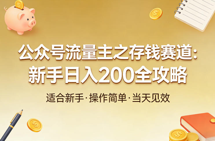 公众号流量主之存钱赛道，贴合当下需求，适合新手，一天收益2张 - 渡客网创
