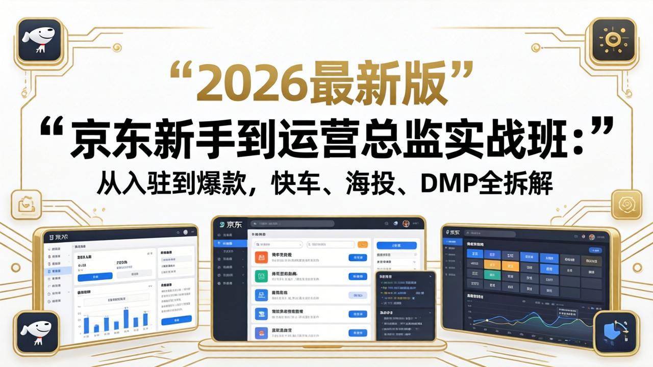 京东新手到运营总监实战班：从入驻到爆款，快车、海投、DMP全拆解，2026最新版 - 渡客网创