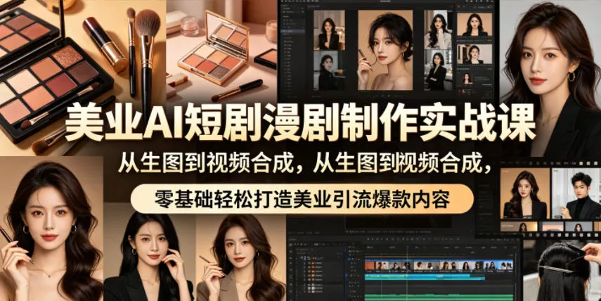 美业AI短剧漫剧制作实战课，从生图到视频合成，零基础轻松打造美业引流爆款内容 - 渡客网创
