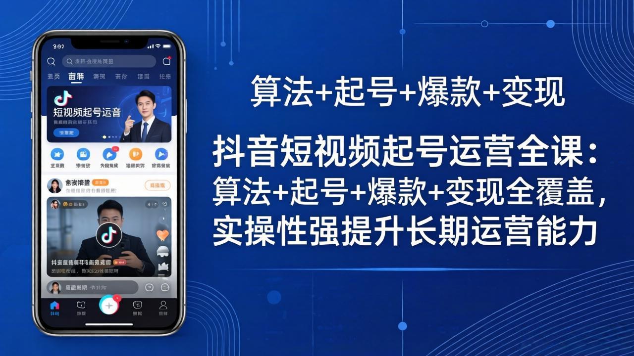 抖音短视频起号运营全课：算法+起号+爆款+变现全覆盖，实操性强提升长期运营能力 - 渡客网创