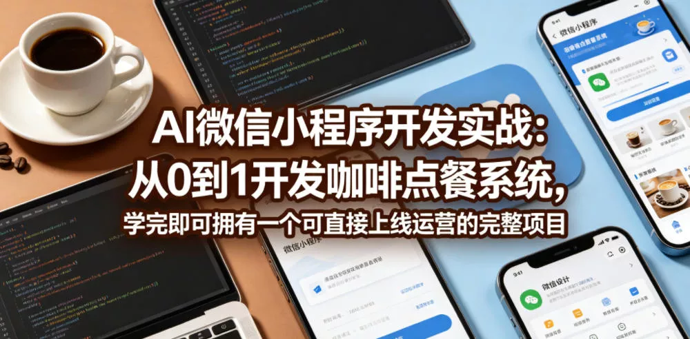 AI微信小程序开发实战：从0到1开发咖啡点餐系统，学完即可拥有一个可直接上线运营的完整项目 - 渡客网创