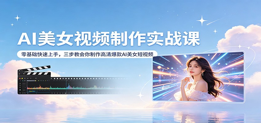AI美女视频制作实战课：零基础快速上手，三步教会你制作高清爆款AI美女短视频 - 渡客网创