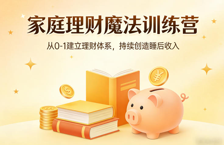 家庭理财魔法训练营，从0-1建立理财体系，持续创造睡后收入 - 渡客网创