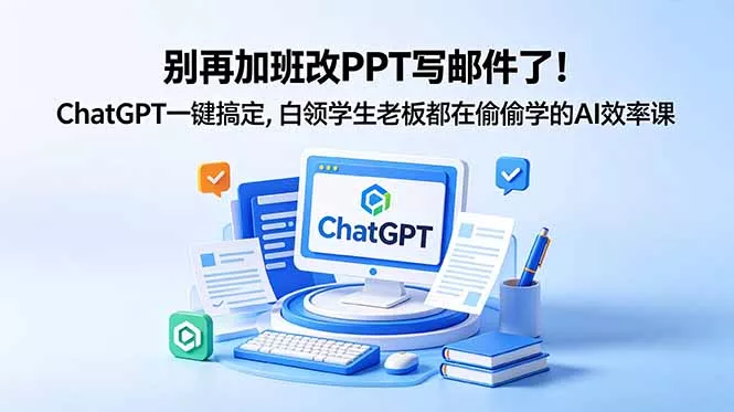 别再加班改PPT写邮件了！ChatGPT一键搞定，白领学生老板都在偷偷学的AI效率课 - 渡客网创