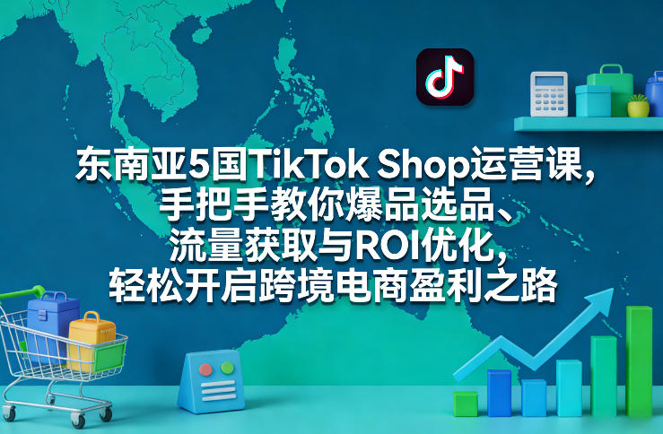 东南亚5国TikTok Shop运营课，手把手教你爆品选品、流量获取与ROI优化，轻松开启跨境电商盈利之路 - 渡客网创