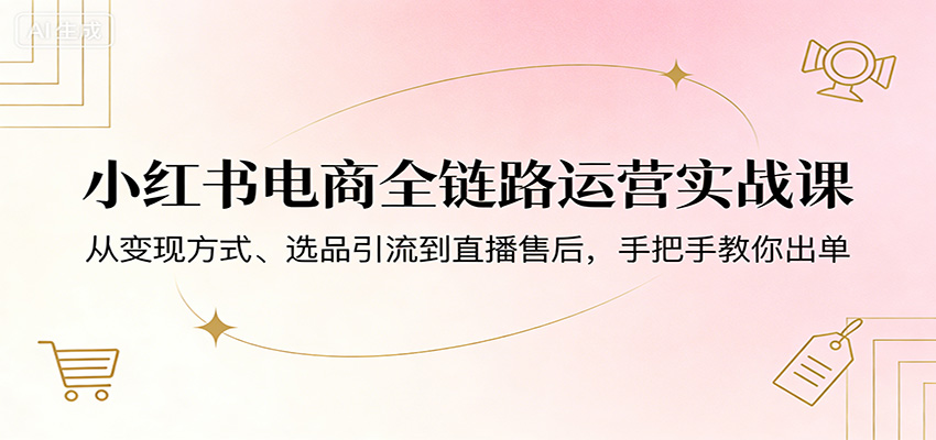 小红书电商全链路运营实战课：从变现方式、选品引流到直播售后，手把手教你出单 - 渡客网创