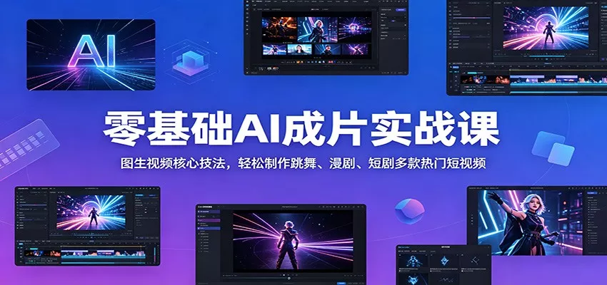 零基础AI成片实战课：图生视频核心技法，轻松制作跳舞、漫剧、短剧多款热门短视频 - 渡客网创