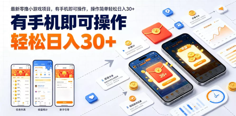 最新零撸小游戏项目，有手机即可操作，操作简单轻松日入30+ - 渡客网创