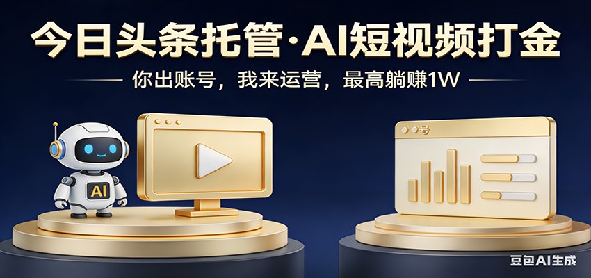 头条号AI托管，我提供作品，你提供账号，每天5分钟发布，小白躺赚3000+ - 渡客网创