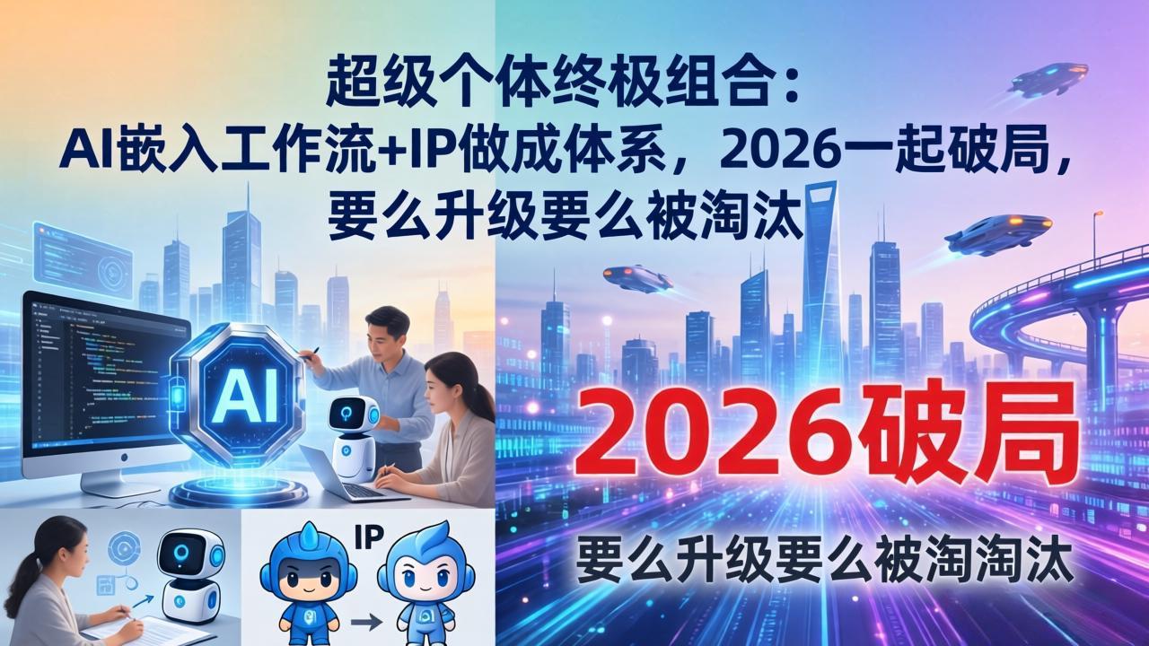 超级个体终极组合：AI嵌入工作流+IP做成体系，2026一起破局，要么升级要么被淘汰 - 渡客网创
