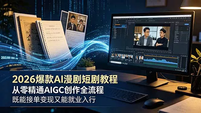 2026 爆款 AI 漫剧短剧教程 从零精通 AIGC 创作全流程 既能接单变现又能就业入行 - 渡客网创