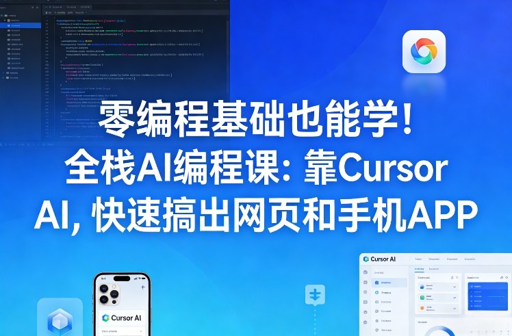 零编程基础也能学！全栈AI编程课：靠Cursor AI，快速搞出网页和手机APP - 渡客网创