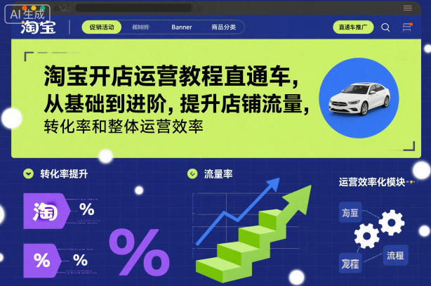 淘宝开店运营教程直通车，从基础到进阶，提升店铺流量，转化率和整体运营效率(更新26年3月) - 渡客网创