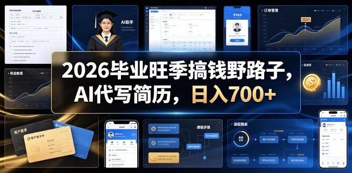 2026毕业旺季搞钱野路子，AI代写简历，日入700+【揭秘】 - 渡客网创
