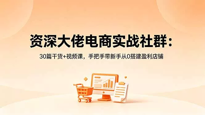 资深大佬电商实战社群：30篇干货+视频课，手把手带新手从0搭建盈利店铺 - 渡客网创