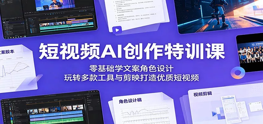 短视频AI创作特训课：零基础学文案角色设计，玩转多款工具与剪映打造优质短视频 - 渡客网创