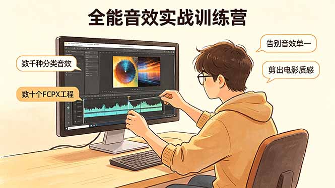 全能音效实战训练营：数千种分类音效+数十个FCPX工程，告别音效单一，剪出电影质感 - 渡客网创