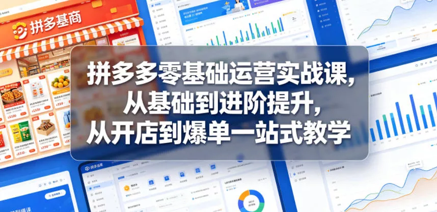 拼多多零基础运营实战课，从基础到进阶提升，从开店到爆单一站式教学 - 渡客网创