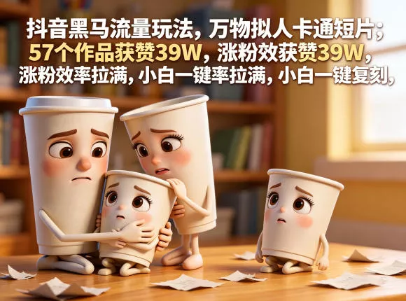 抖音黑马流量玩法，万物拟人卡通短片，57个作品获赞39W，涨粉效率拉满，小白一键复刻，保姆级拆解 - 渡客网创