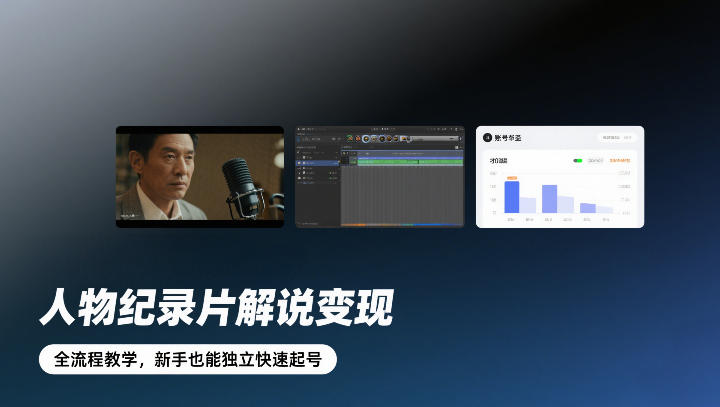 人物纪录片解说变现，全流程教学，新手也能独立快速起号 - 渡客网创