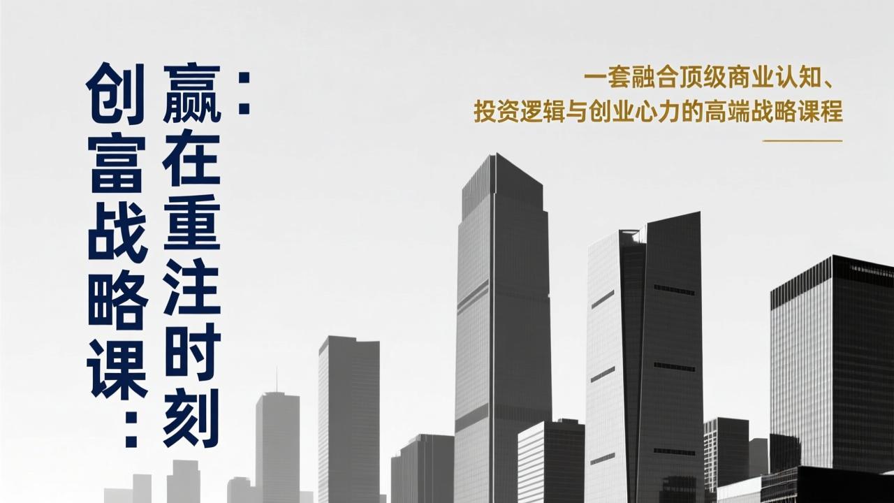 《创富战略课：赢在重注时刻》一套融合顶级商业认知、投资逻辑与创业心力的高端战略课程 - 渡客网创