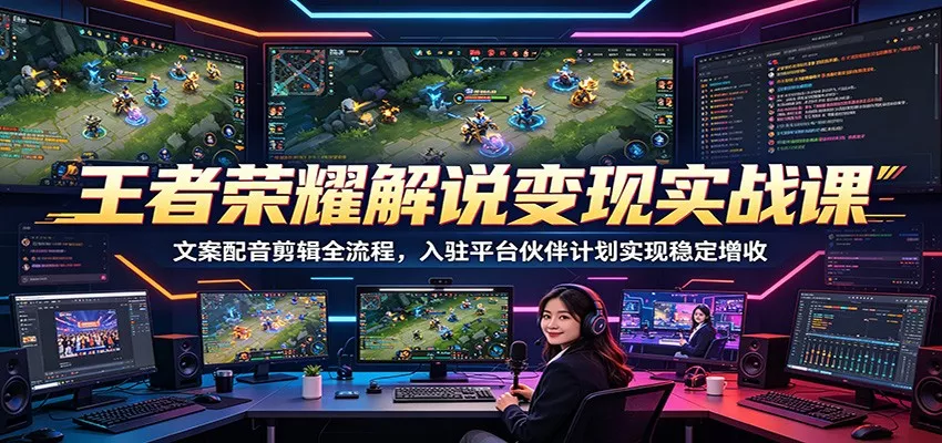 王者荣耀解说变现实战课：文案配音剪辑全流程，入驻平台伙伴计划实现稳定增收 - 渡客网创
