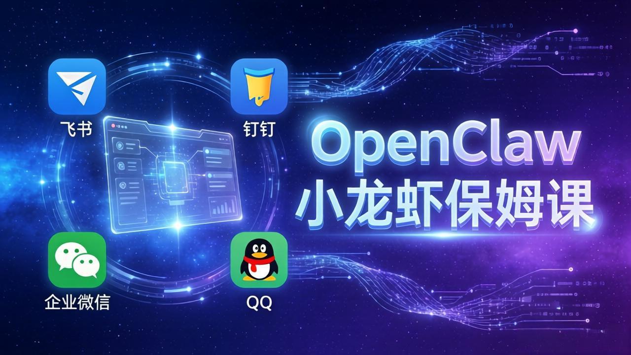 OpenClaw小龙虾保姆课： Windows/macOS/Linux/Docker全系统安装，飞书+钉钉+企业微信+QQ 全接入 - 渡客网创
