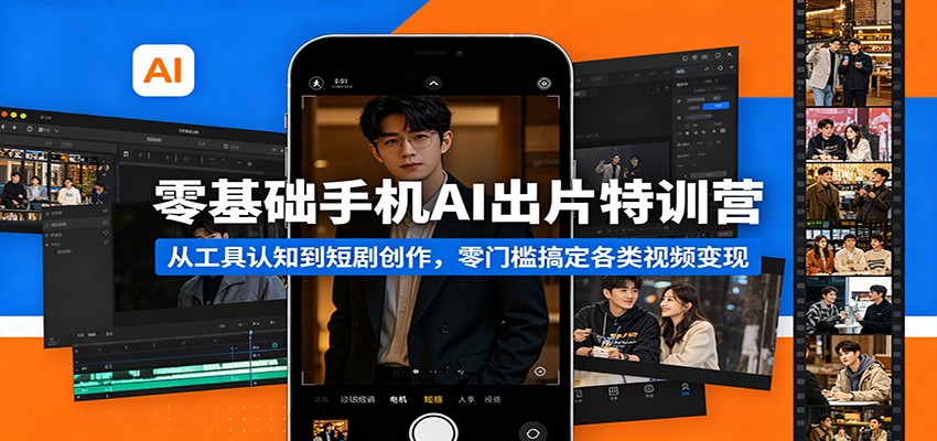 零基础手机AI出片特训营：从工具认知到短剧创作，零门槛搞定各类视频变现 - 渡客网创