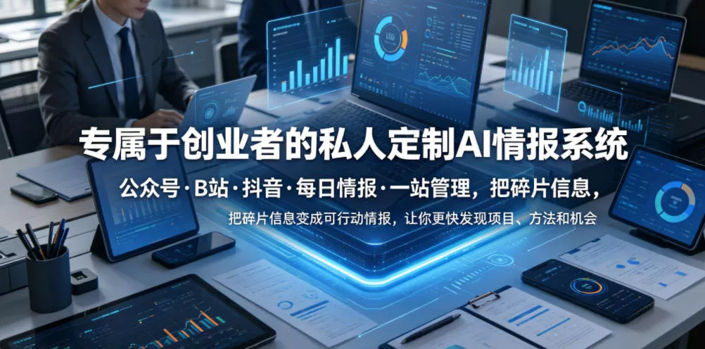 专属于创业者的私人定制AI情报系统，公众号·B站·抖音·每日情报·一站管理，把碎片信息变成可行动情报，让你更快发现项目、方法和机会 - 渡客网创