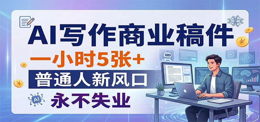 AI写作商业稿件，一小时5张+，普通人新风口，永不失业 - 渡客网创