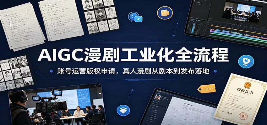 AIGC漫剧工业化全流程：账号运营版权申请，真人漫剧从剧本到发布落地 - 渡客网创