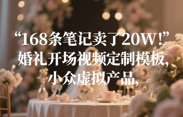 168条笔记卖了20W！婚礼开场视频定制模板，小众虚拟产品 - 渡客网创