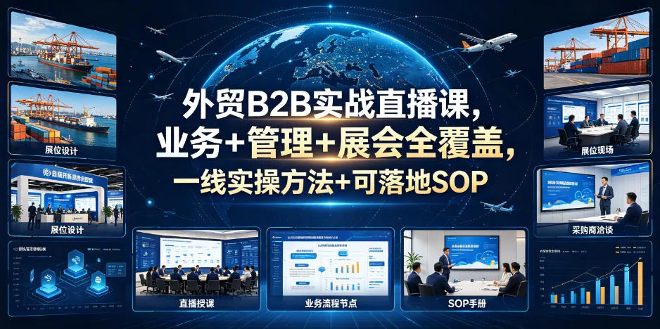 外贸B2B实战直播课，业务+管理+展会全覆盖，一线实操方法+可落地SOP - 渡客网创